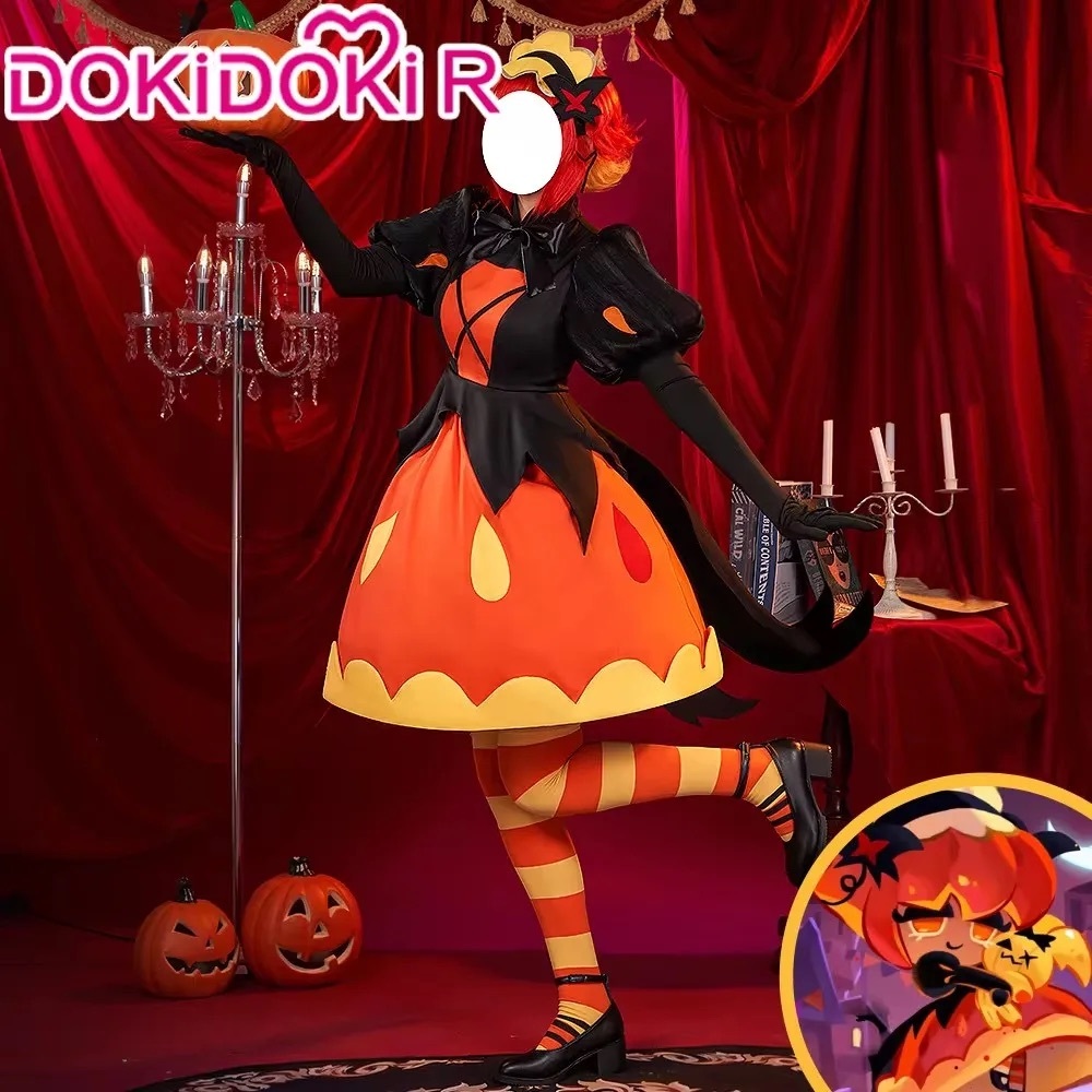 Pumpkin Pie Cookie Cookie Run: Kingdom DokiDoki Cosplay Halloween Costume Size M
